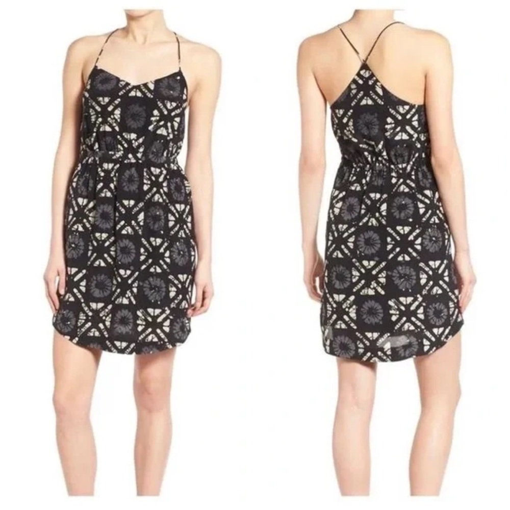 Madewell Starview Batik Grid Silk Cami Mini Dress